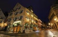 The Colmar street decorated for Christmas, Alsace, France. Royalty Free Stock Photo