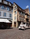 Colmar, 8th august: Tourists Tram for Sightseeing Tour the Old Town of Colmar in Alsace region , France