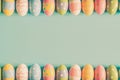 Coloeful easter eggs on pastel color background with space. Royalty Free Stock Photo