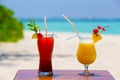 Coloerful cocktail on the beach Royalty Free Stock Photo