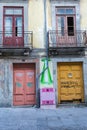 Colofrul Doors and Ancient Windows in Portuguese Street Royalty Free Stock Photo