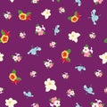 Colofrul hibiscus floral seamless pattern on purple background Royalty Free Stock Photo