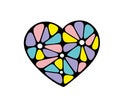 Coloful abstract heart made of different glasses.