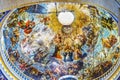 Coloful Ceiling Dome Jesus God Mary Fresco Puebla Cathedral Mexico Royalty Free Stock Photo