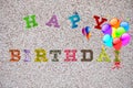 Coloful Happy Birthday words on light background