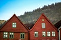 Coloful houses and facades of bryggen in bergen