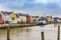 Coloful houses at the old harbor in Husum
