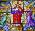 Coloful Jesus Archangels Stained Glass Puebla Cathedral Mexico