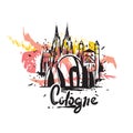 Cologne abstract art color drawing. Cologne sketch illustration