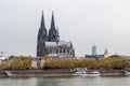 Cologne Cathedral distant view from the riverside