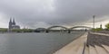 Cologne cathedral and Hohenzollern bridge over river Rhine Royalty Free Stock Photo