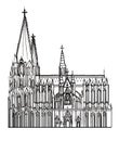 Germanic landmarks, Cologne Cathedral in Germany, hand drawn sketchy illustration