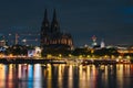 The Cologne Cathedral KÃÂ¶lner Dom and Hohenzollern Bridge, the Rhine Royalty Free Stock Photo
