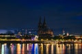 The Cologne Cathedral KÃÂ¶lner Dom and Hohenzollern Bridge, the Rhine Royalty Free Stock Photo