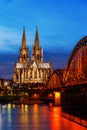 Cologne Cathedral at night Royalty Free Stock Photo