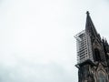 Cologne Cathedral with scaffold against cloudy sky Royalty Free Stock Photo