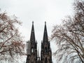 Cologne Cathedral with scaffold against cloudy sky Royalty Free Stock Photo