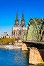 Cologne Cathedral on waterfront, Germany