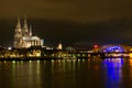 Cologne Catheral and Skyline at Night Royalty Free Stock Photo