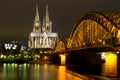 Cologne Catheral and Skyline at Night Royalty Free Stock Photo