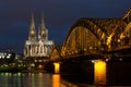 Cologne Catheral and Skyline at Night Royalty Free Stock Photo