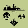 Cologne city logo icons set in silhouette