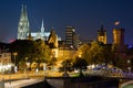 Cologne city at night Royalty Free Stock Photo