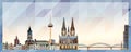 Cologne skyline vector colorful poster on beautiful triangular texture background