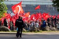 Two police officer observe the Pro-Erdogan protest group