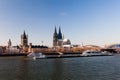 Cologne with Dome cathedral and river Rhine Royalty Free Stock Photo