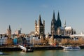 Cologne with Dome cathedral and river Rhine Royalty Free Stock Photo