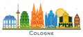 Cologne Germany City Skyline with Color Buildings isolated on white