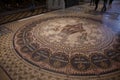 Inlaid marble floor with figure of saints