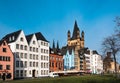 Cologne, Germany: Famous Fish Market Colorful Houses and Gross St Martin Church