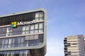 Cologne, Germany - February 22, 2021: View of Microsoft building headquaters in Cologne, Germany