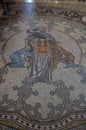 Cologne, Germany - Inlaid marble floor with figure of saints