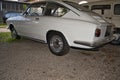 Side view of an Oldtimer Fiat 850 Coupe in white in Cologne, Germany