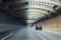 Cologne, Germany - July 26, 2019: Cars Driving Through The Tunnel. Autobahn 1- LÃÂ¶venicher autobahn tunnels
