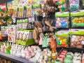 Cologne, Germany - March 22, 2022 - Store display of Easter decorations including bunny figurines and eggs Royalty Free Stock Photo