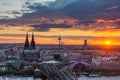 Cityscape of Cologne during sunset