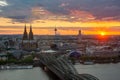 Cityscape of Cologne during sunset