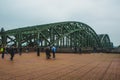 COLOGNE, GERMANY - May 20 2019 : People meeting at square next to the famous Hohenzollern Bridge in Cologne, Germany