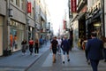 COLOGNE, GERMANY - MAY 31, 2018: shopping street Hohe Strasse with walking people. Royalty Free Stock Photo