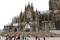 COLOGNE, GERMANY - MAY 31, 2018: tourists visiting Cologne Cathedral, Germany