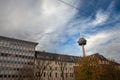 COLOGNE, GERMANY - NOVEMBER 6, 2022: Colonius tower of Cologne seen from below in Ehrenfeld district. Colonius is a TV and