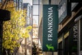 COLOGNE, GERMANY - NOVEMBER 12, 2022: Frankonia logo in front of their store in Cologne. Frankonia is a German brand of outdoor