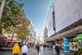 COLOGNE, GERMANY - NOVEMBER 6, 2022: Panorama of the Westenhellweg, crowded with shops and stores opened and people shopping. Royalty Free Stock Photo