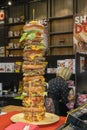 Cologne, Germany, October 10, 2021: Huge hamburger at Anuga fair 2021