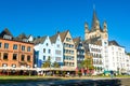 Old colorfull buildings on the Rhine river embankment