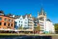 Old colorfull buildings on the Rhine river embankment
